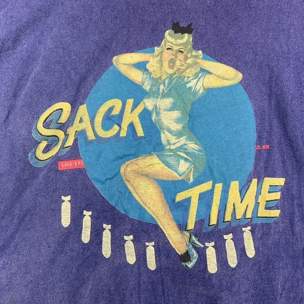 Vintage 90's Avirex SACK TIME T Shirt Airplane Nose Art Pin Up Girl Large
